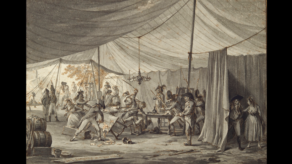 Dirk Langendijk (1748-18o5), "Rixe sous une tente dans un campement militaire", 1795, Pays-Bas, Paris, musée de l’Armée
