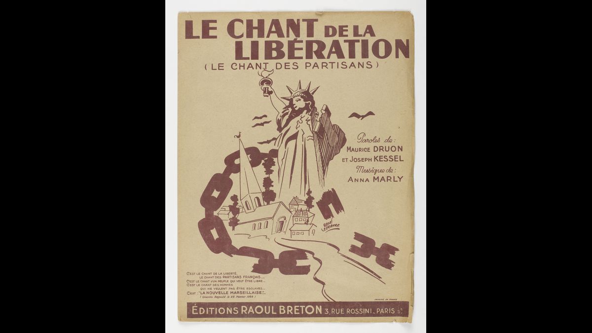 Le chant de la libération (le chant des Partisans) par Maurice Druon, Joseph, et Anna Marly. (C) Paris - Musée de l'Armée, Dist. RMN-Grand Palais / Marie Bruggeman