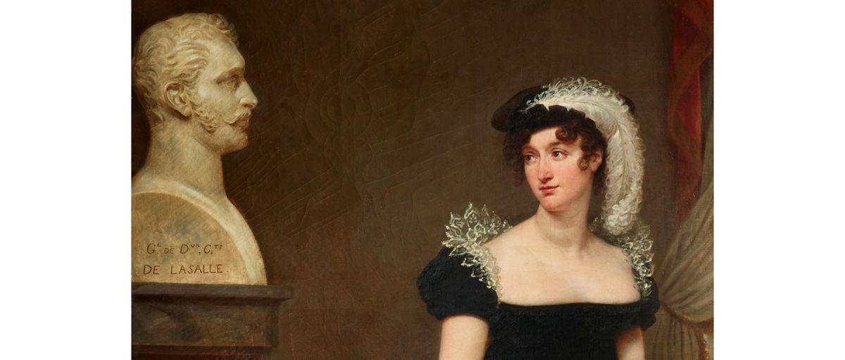 Detail of Joséphine d'Aiguillon looking at the bust of her deceased husband, private collection.