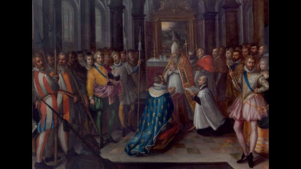 Anonyme, "L’Abjuration d’Henri IV en la basilique Saint- Denis, 25 juillet 1593", XVIe siècle © Ville de Meudon / Musée d’art et d’histoire